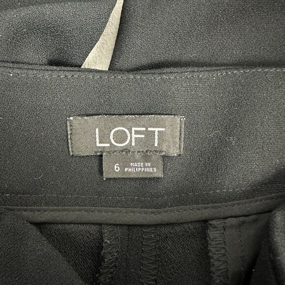 Loft Womens High-Waist Black Button Front Wide-Leg Pants Size 6 - Picture 4 of 6